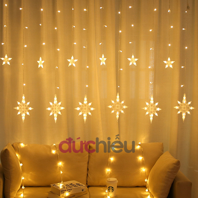 [ Hàng chất lượng ] Dây đèn chớp rèm mành ngôi sao trang trí noel giáng sinh, tết , dây đèn chớp tắt treo thả ngoài trời trang trí nhà hàng, khách sạn - Đức Hiếu Shop