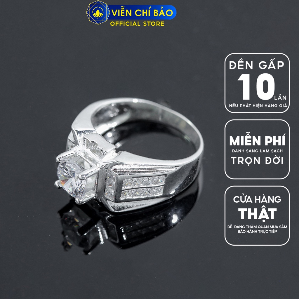 Nhẫn bạc nam kim cương Viễn Chí Bảo chất liệu bạc 925 thời trang phụ kiện trang sức N300006