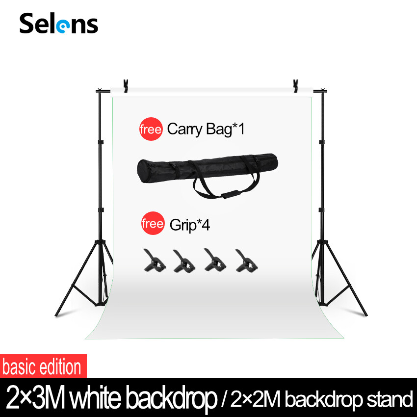 Selens Photo Video Studio 2x3m or 200cm x 300cm or 6.5ft. x 9.8ft Heavy Duty Green Background Stand Backdrop Photography Support System Kit with Carry Bag and 4 clips