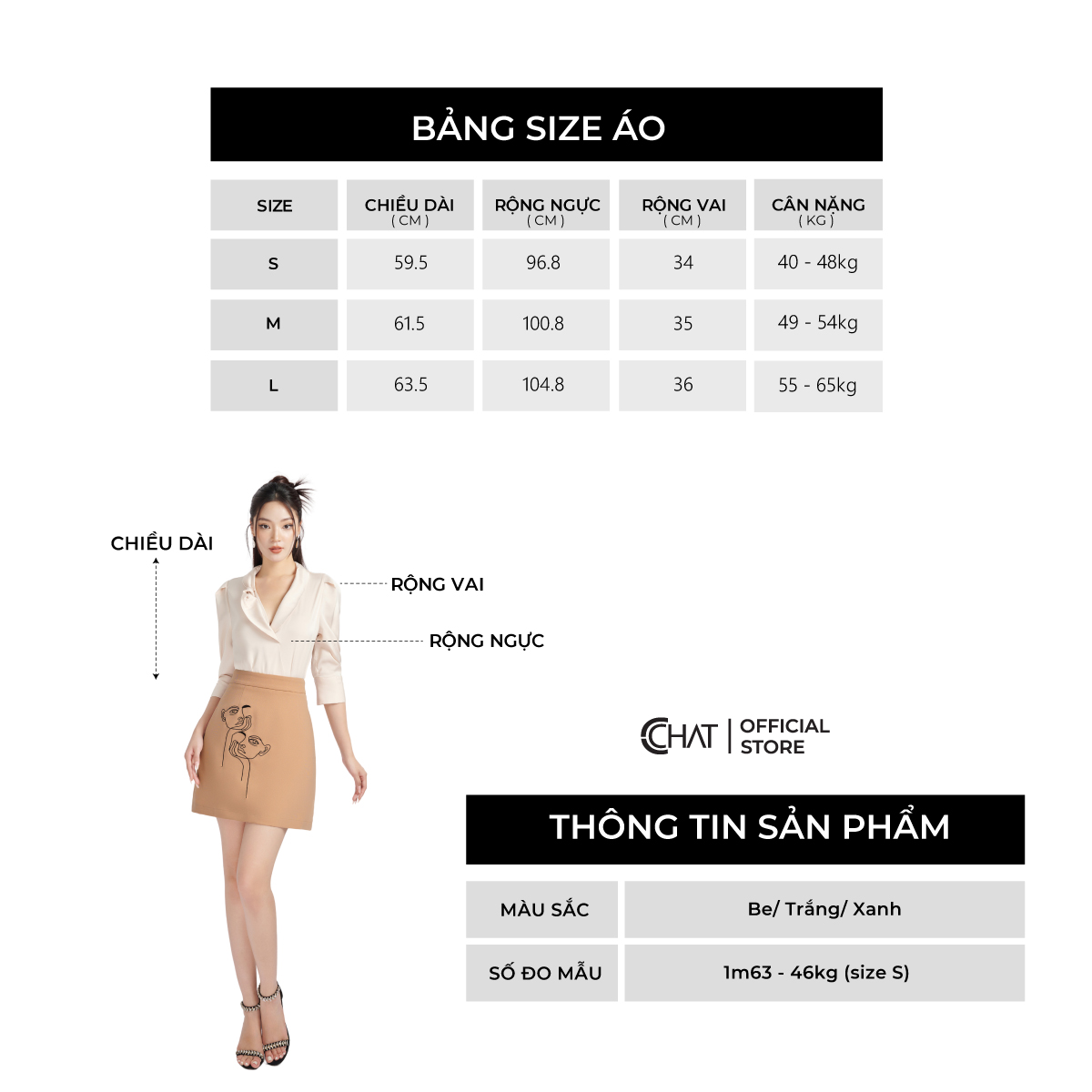 Áo Sơ Mi Nữ CCHAT Vạt Chéo Cổ Nút Chất Lụa Cao Cấp 53FNL2015ST