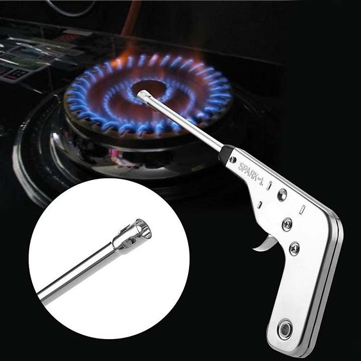 Dụng Cụ Đánh Tia Lửa Mồi Bếp Gas Spark-L 27cm Cán Dài Đảm Bảo An Toàn Khi Sử Dụng, dụng cụ mồi bếp, súng mồi bếp, mồi bếp gas, mồi bếp giá rẻ