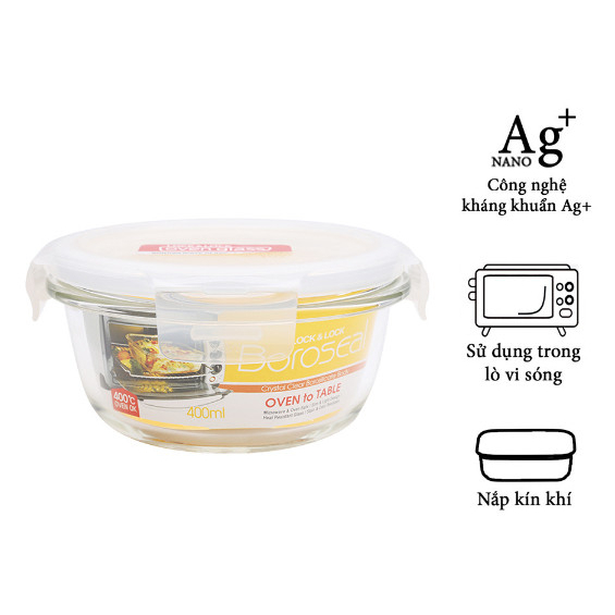 Combo 2 Hộp thủy tinh đựng thực phẩm Lock&Lock 400ml