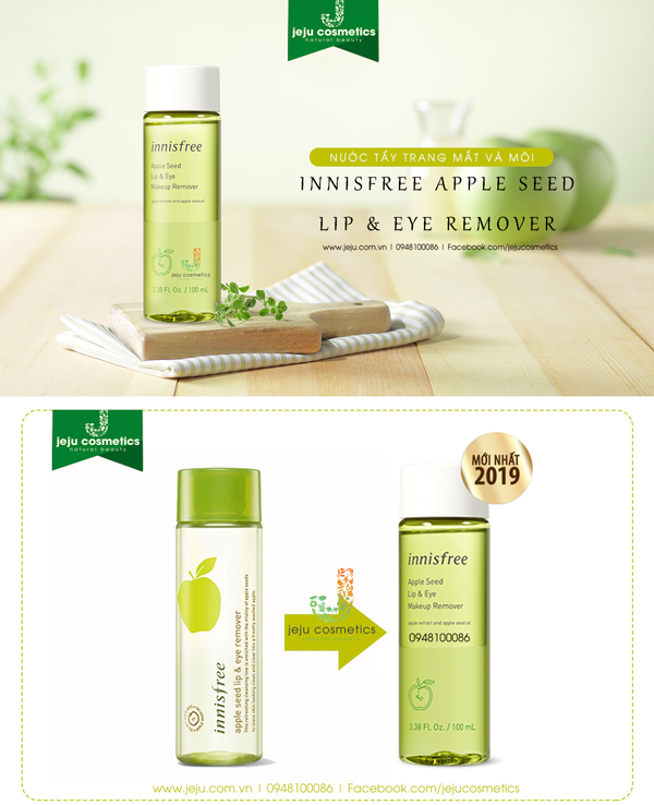 Tẩy trang mắt môi  Apple Seed Lip & Eye Makeup Remover 100ml