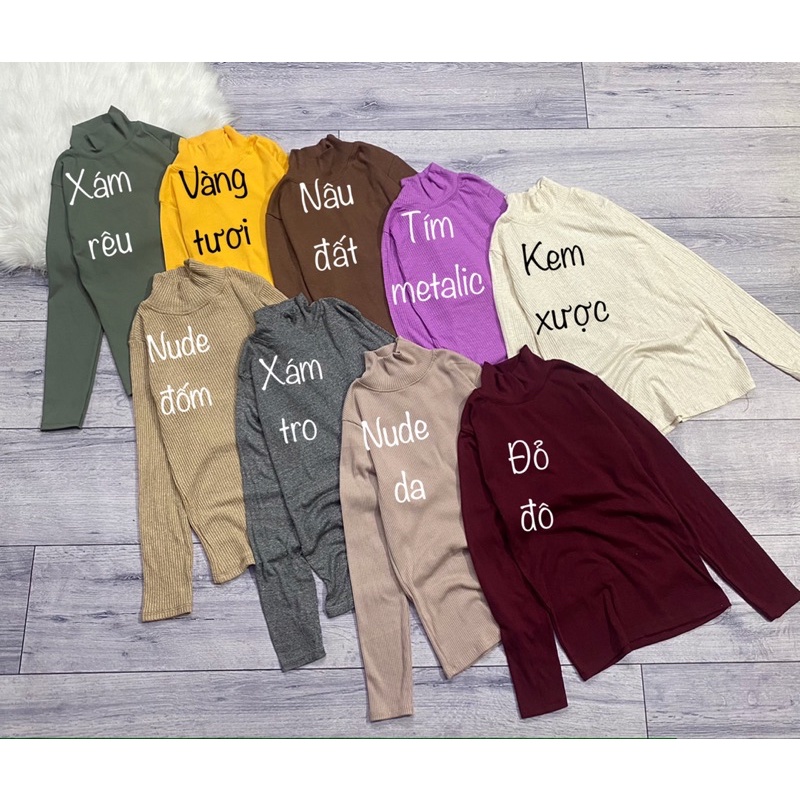 Áo thun body cổ lọ - tay dài
