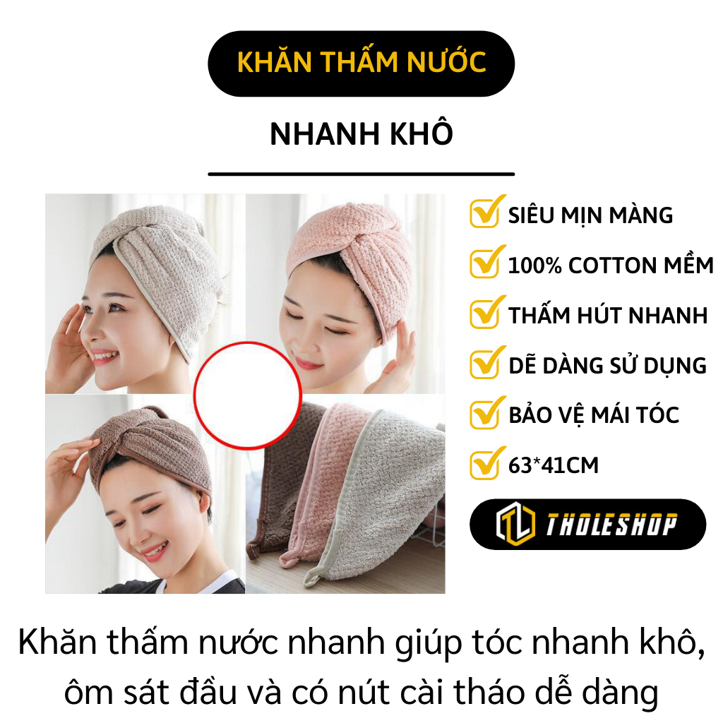 Khăn lau quấn tóc - Khăn lau quấn tóc 63x41cm - Khăn thấm nước nhanh giúp tóc nhanh khô - Khăn Quấn Ủ Tóc