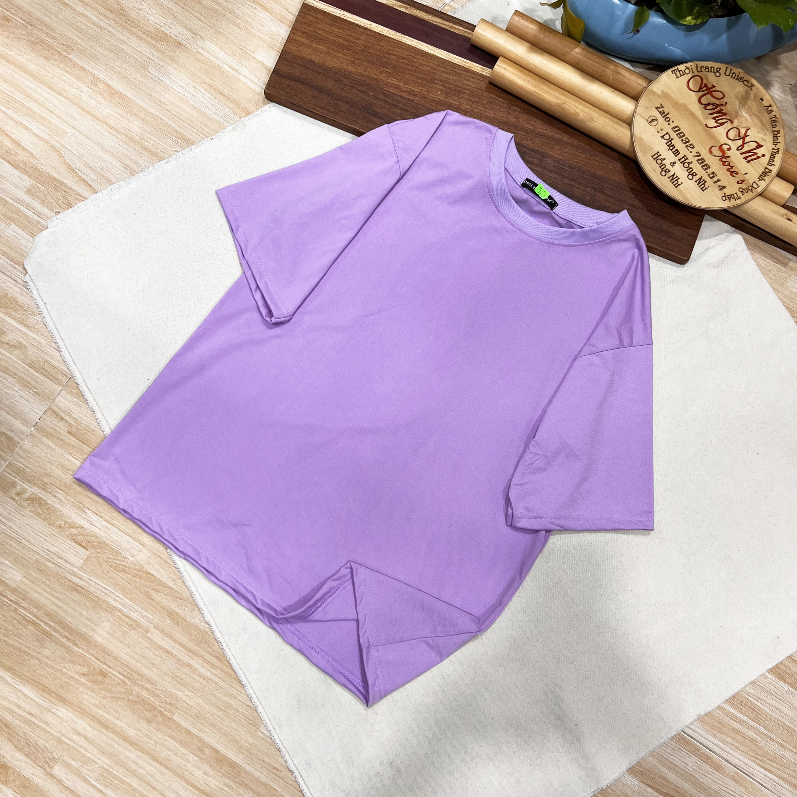 Áo Thun Tay Lỡ Trơn Dáng Rộng Nam Nữ Màu Tím Nhạt Ulzzang Unisex - MM