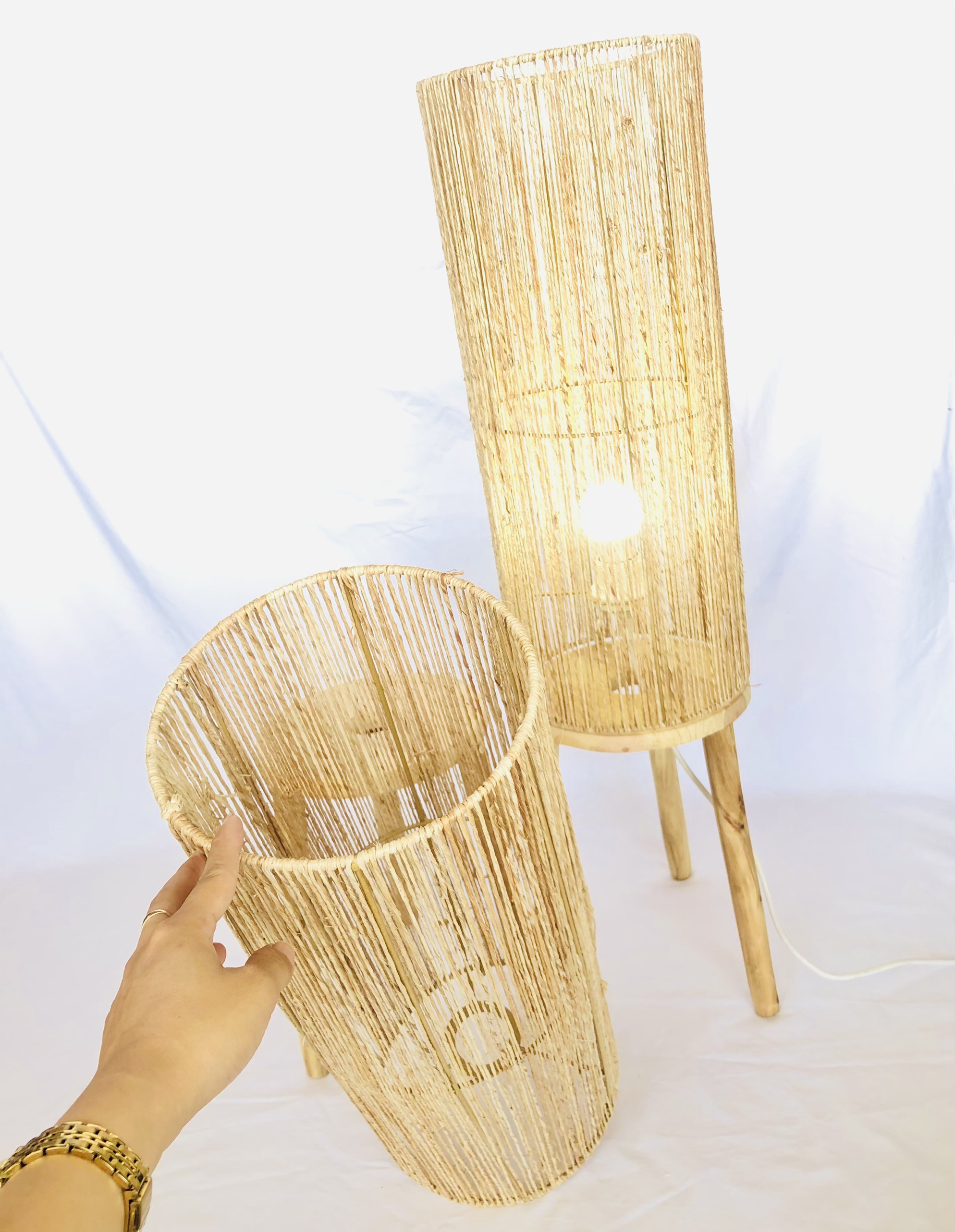 Đèn mây để sàn hoặc treo vintage, boho