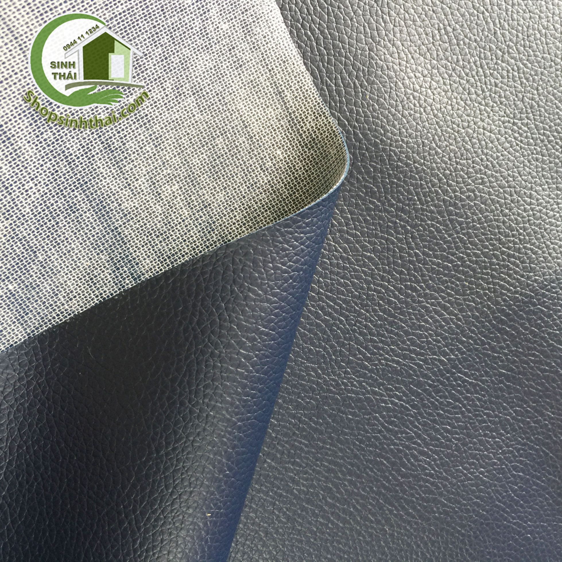 [HCM]Vải da simili PVC màu xanh đen có vân - vải giả da may túi làm dép bọc ghế sofa - [ 1 mét x khổ 140cm ]