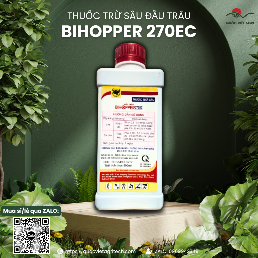 Thuốc trừ sâu Đầu Trâu BIHOPPER 270EC (chai 500ml) - Abamectin 20g/l + Petroleum oil 250g/l Trị nhện đỏ và rệp sáp
