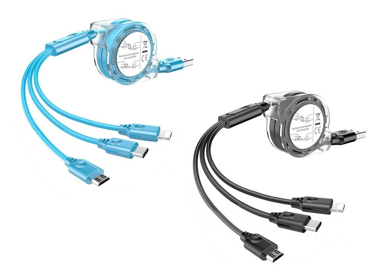 Dây Sạc 3 đầu dây rút