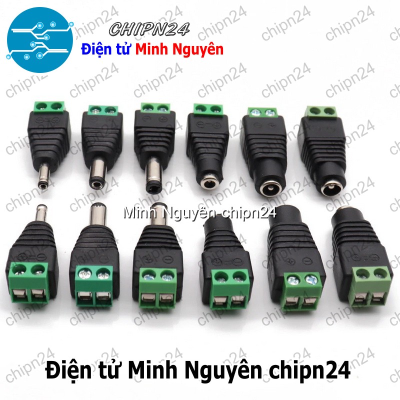 [2 cái] (F115) Đầu chuyển Jack DC ra Domino (2.1mm x 5.5mm 2.5mm x 5.5mm 1.35mm x 3.5mm Đực/Cái) - HHH.00284