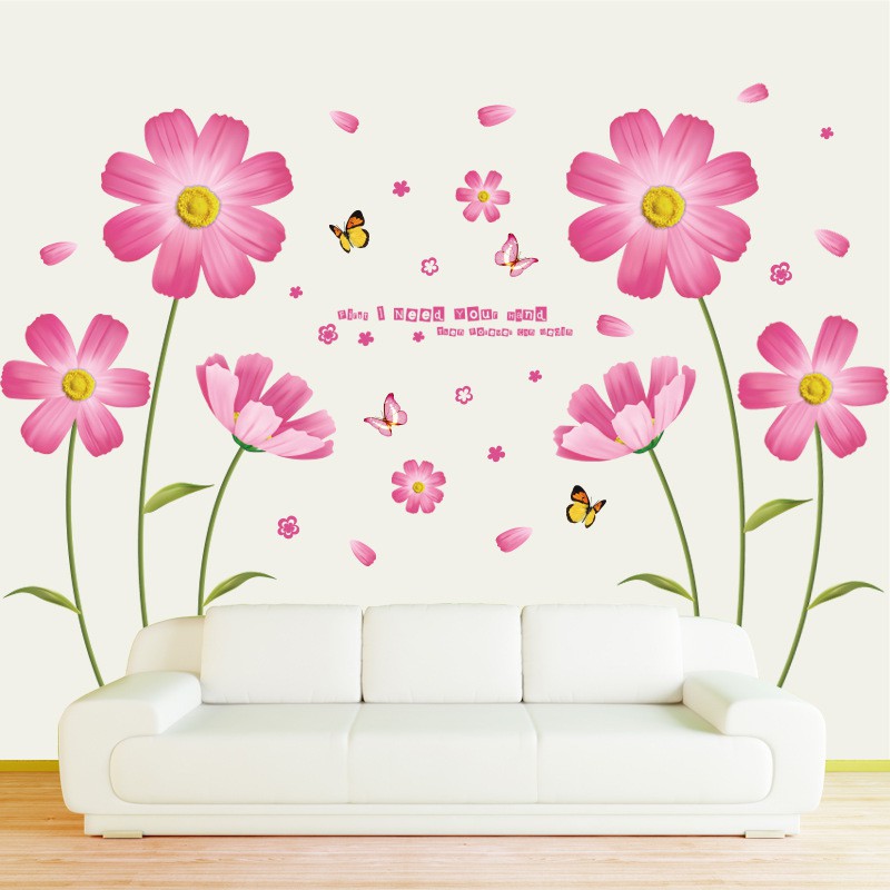 Decal dán tường hoa hồng cánh mỏng
