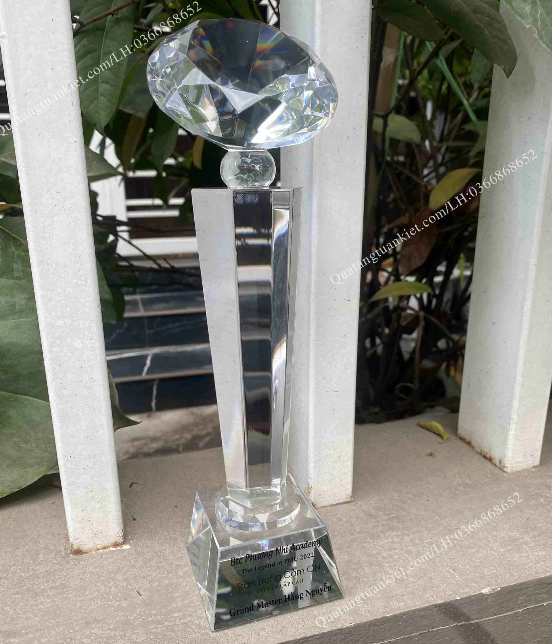Cúp lưu niệm pha lê kim cương