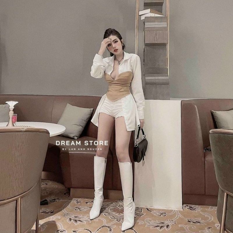 Áo sơ mi voan Phối Eo Thun "UT" cực ngầu 😎