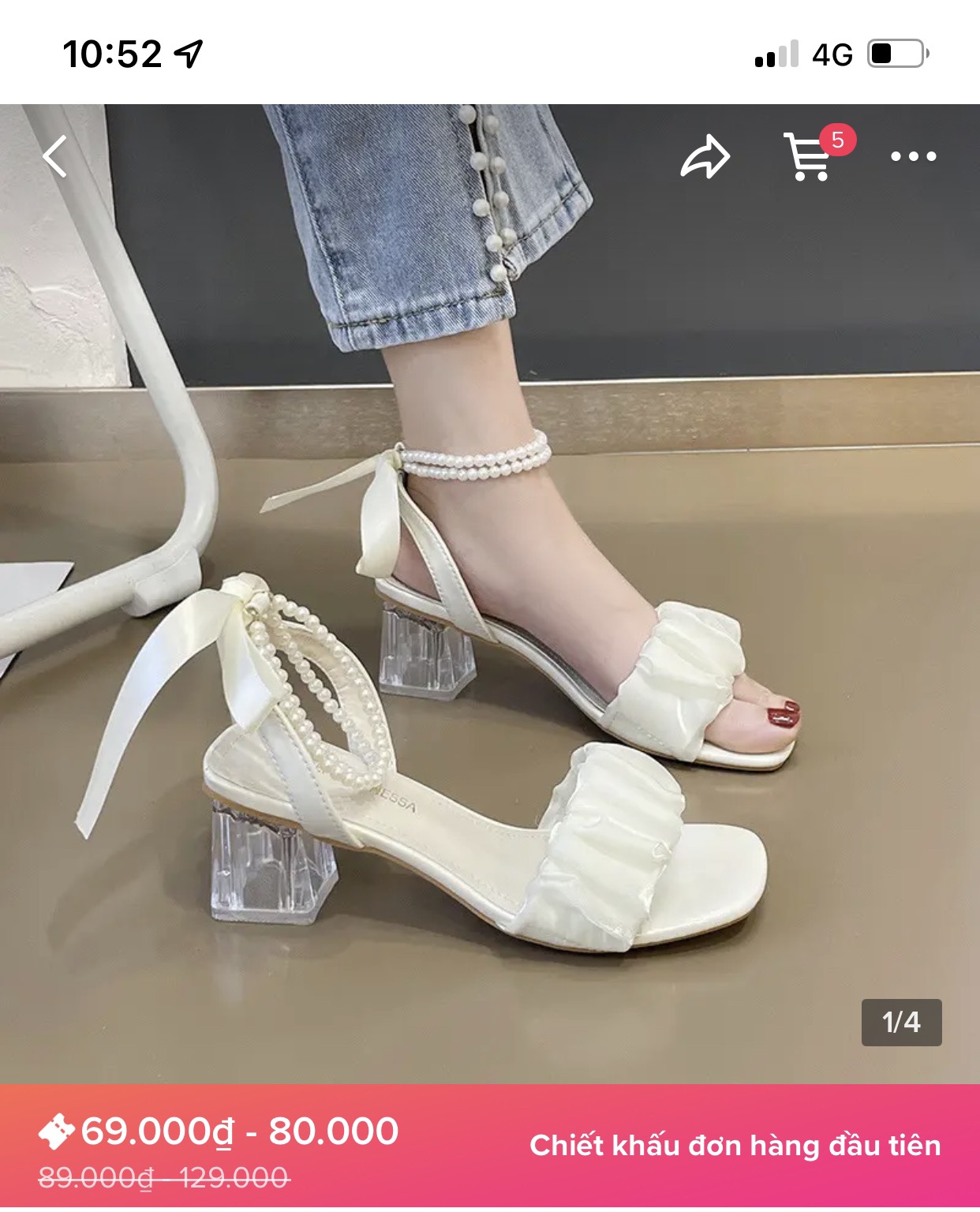 Sandal Công Sở 5P Đế Trong Quai Ngọc