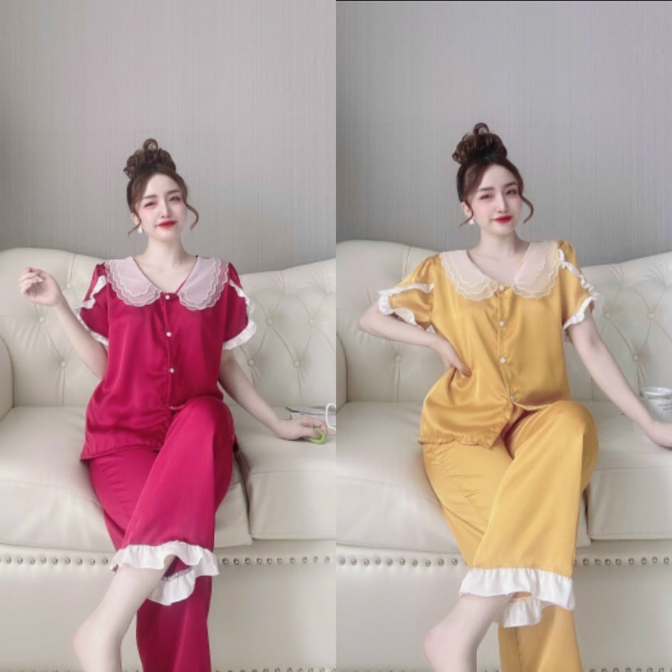 [HCM]Bộ pijama chất SATIN lụa đẹp tay ngắn quần dài