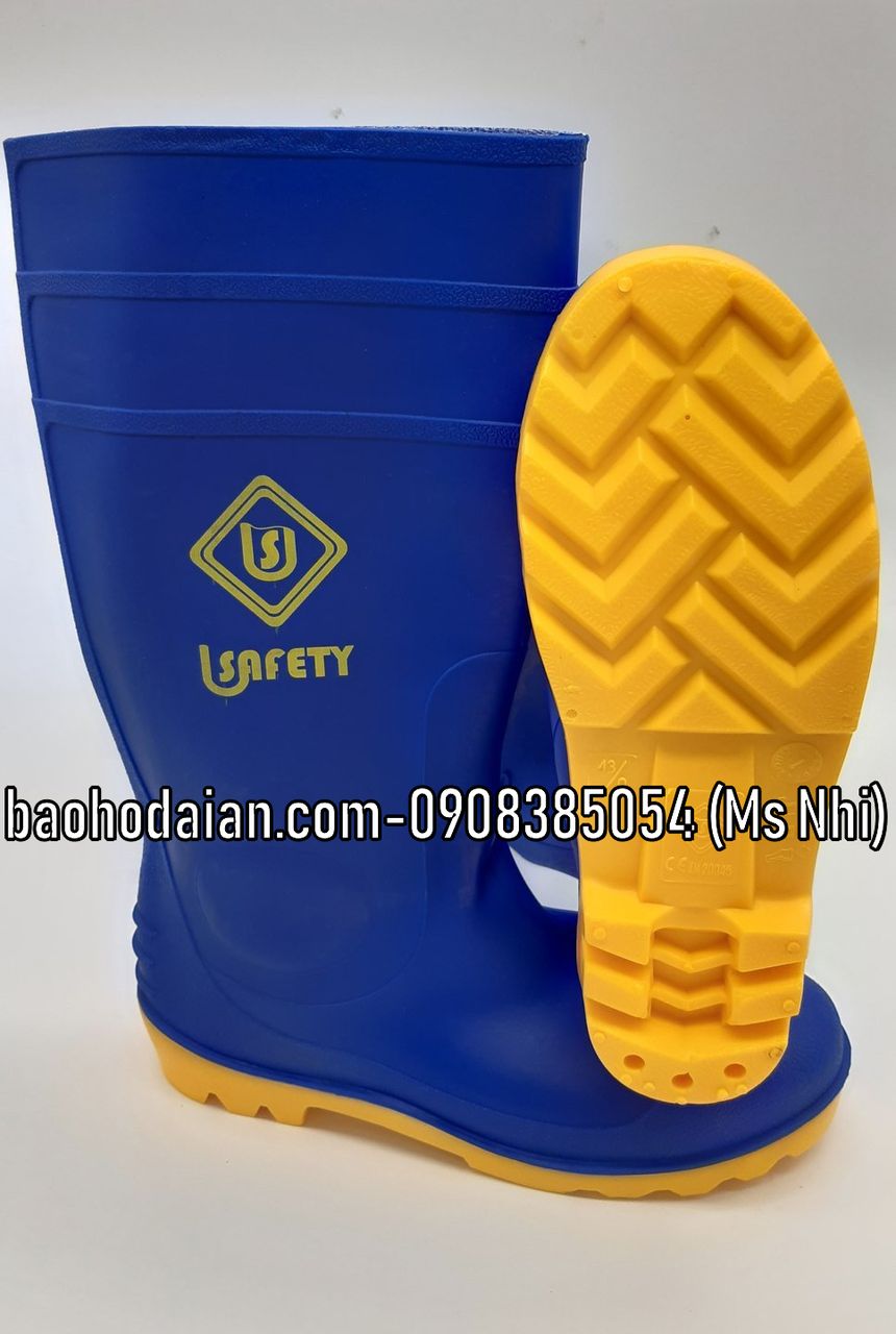 Ủng bảo hộ lao động chất liệu nhựa kèm mũi thép đế thép chính hãng Usafety