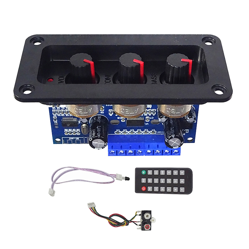 Bt5.0 2.1 channel digital amplifier board+aux cable+remote control 2x25w+50w subwoofer class d amplifier board dc12-20v