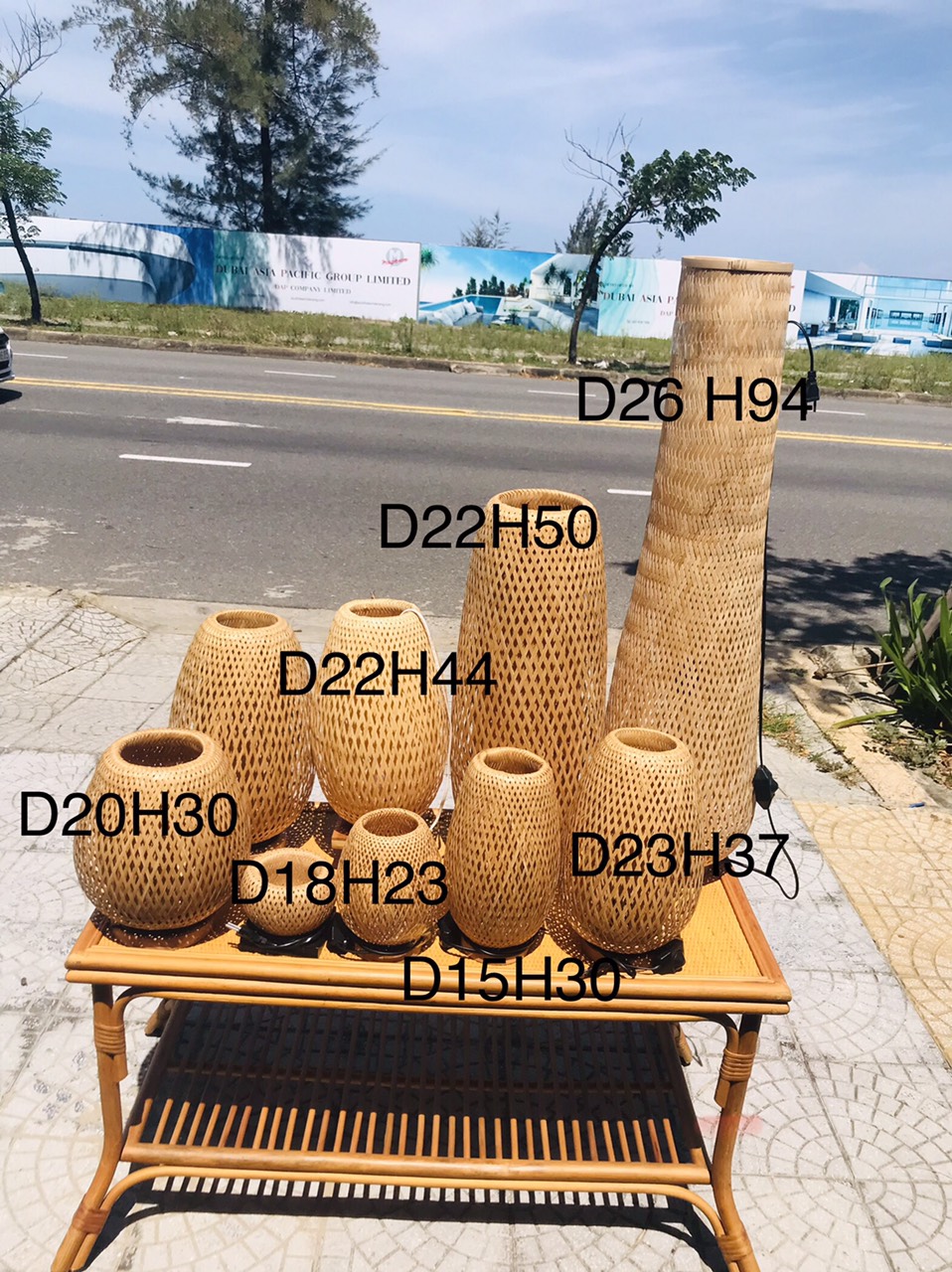 Đèn mây để sàn hoặc treo vintage, boho