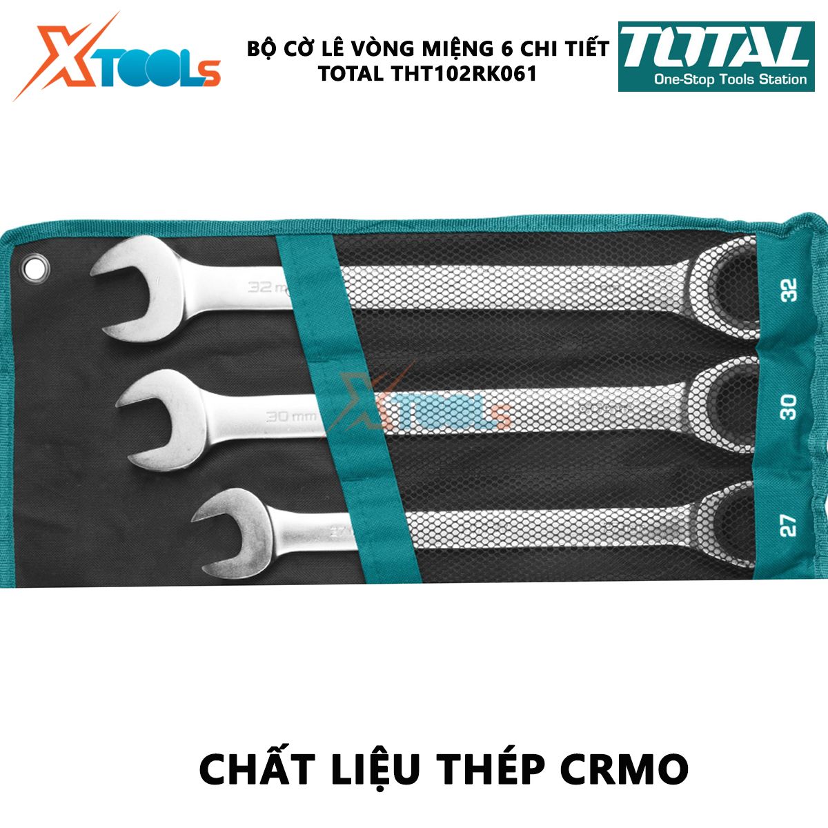 Bộ cờ lê vòng miệng 6 chi tiết TOTAL THT102RK061 | bộ cờ lê miệng vòng 2 chiều kích thước 19-32mm (19mm, 22mm, 24mm, 27mm, 30mm, 32mm )