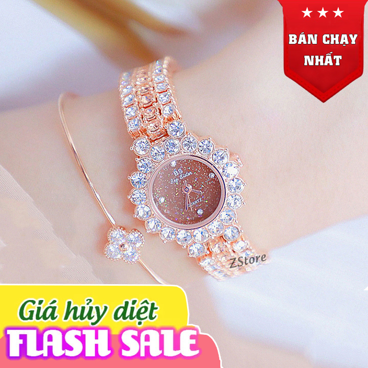 Đồng hồ nữ Bs Bee Sister viền đính đá sang trọng, mặt nhỏ nhắn