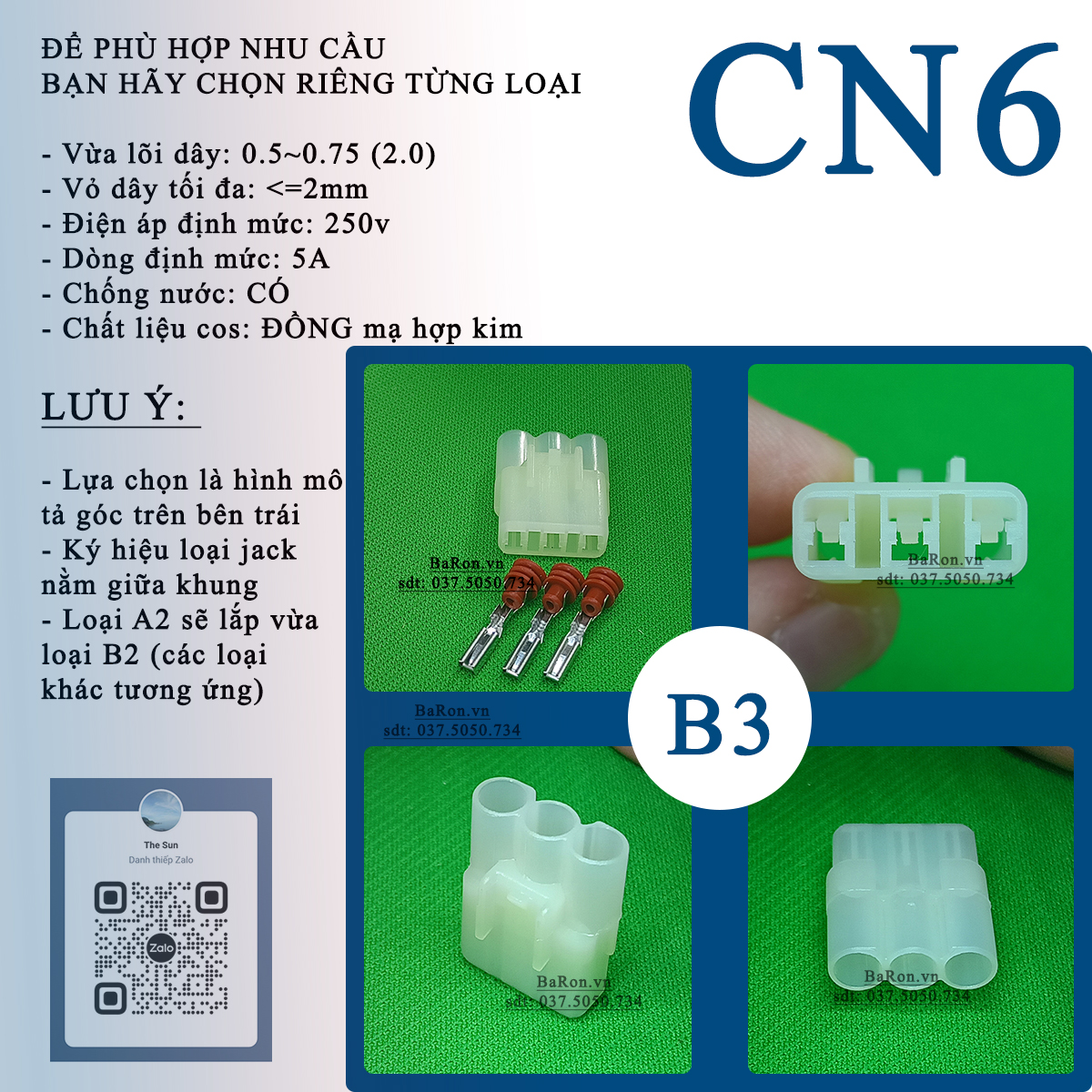 Jack cảm biến va chạm xe, jack đèn trần 2/3/4/6pin