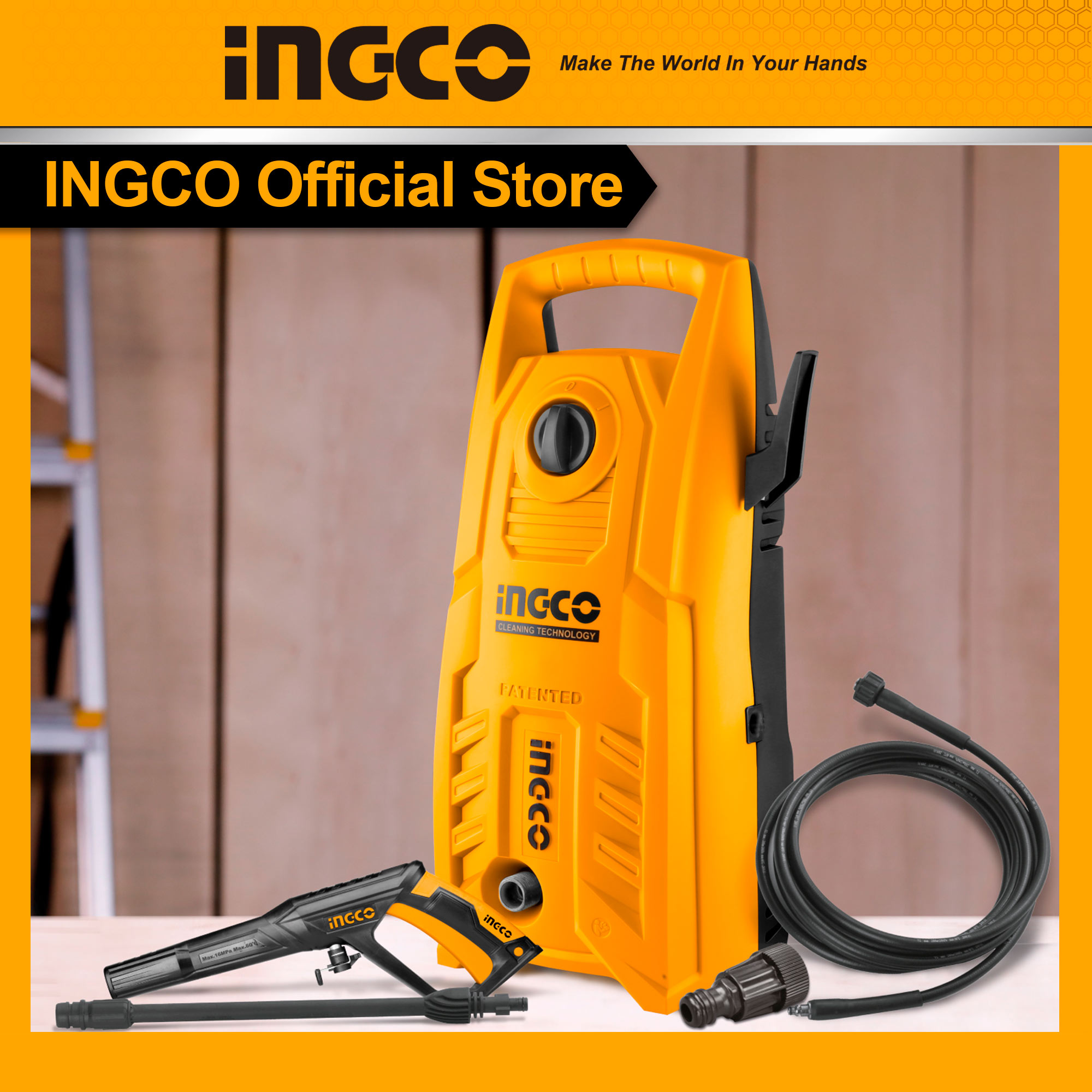 INGCO Máy phun rửa áp lực cao 1400W HPWR14008