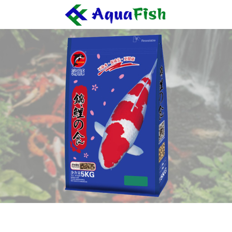 Thức Ăn Cho Cá Koi Tăng Trưởng và Tăng Màu Porpoise Size M/L 5kg (Thức ăn ao cấp chuyên dụng cho cá Koi)