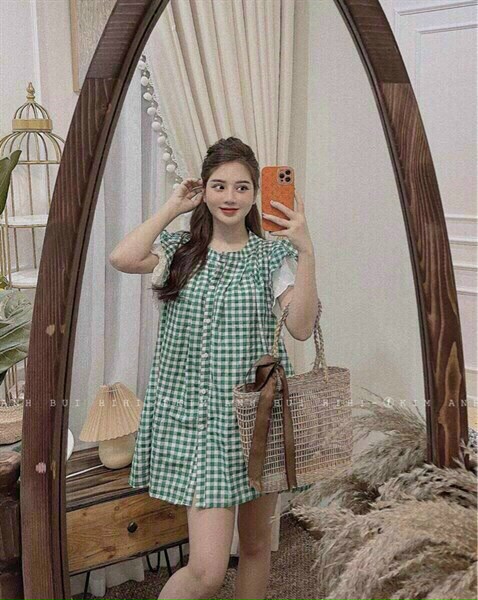 Đầm caro baby doll