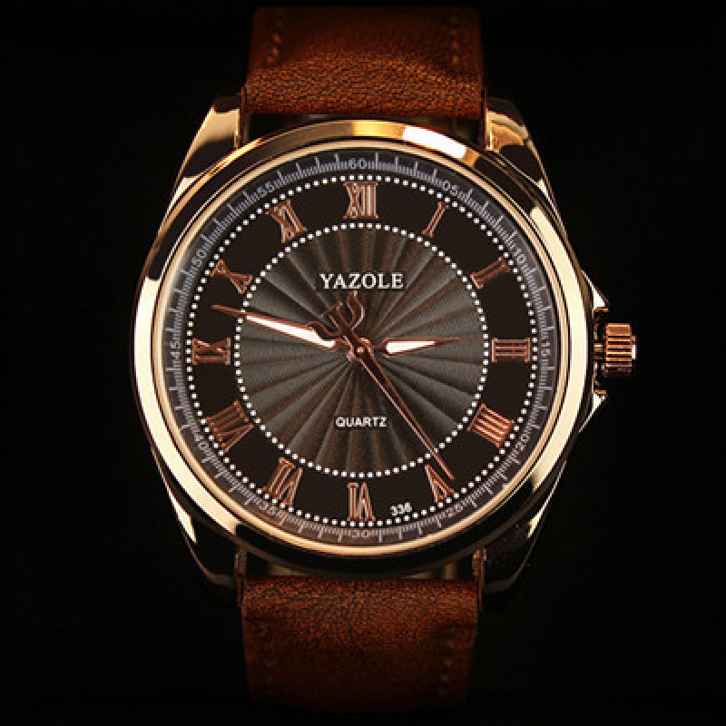 Đồng hồ nam Yazole 336 dây da thời trang cực chất (Vỏ bạc)