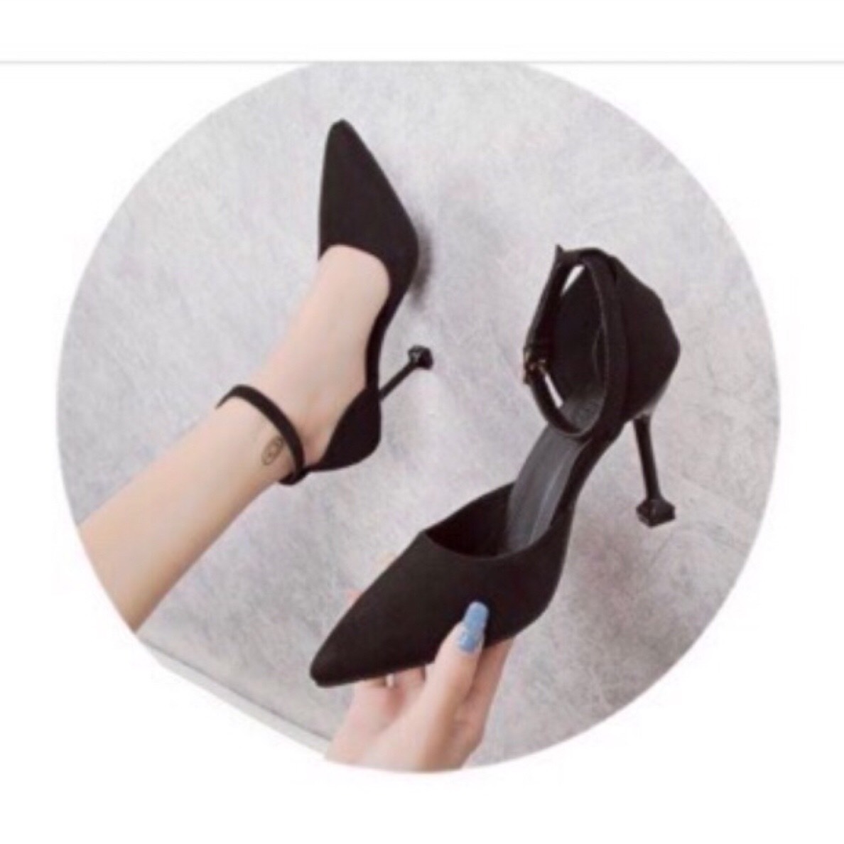 Giày cao gót 7cm bít mũi tròn gót ly