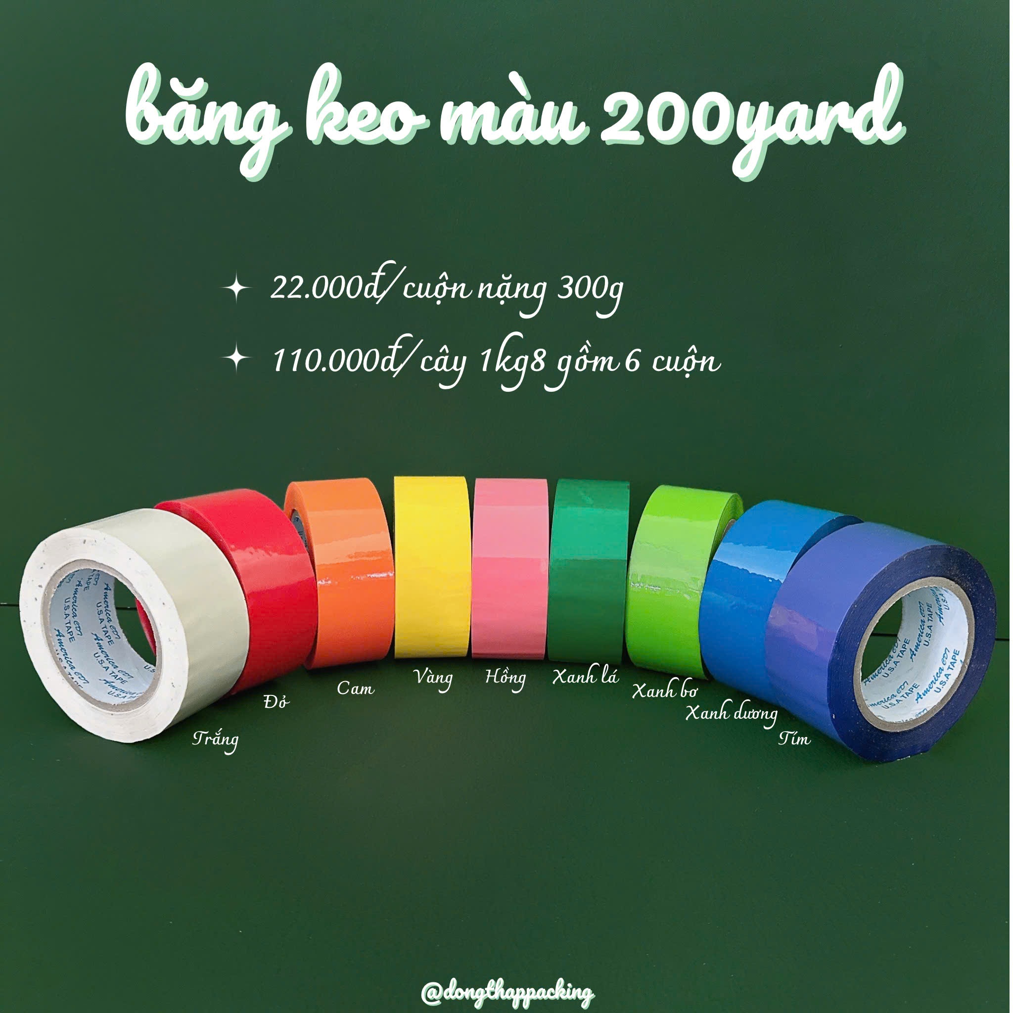 1 CÂY 6 CUỘN BĂNG KEO 200 YARD - 1kg8
