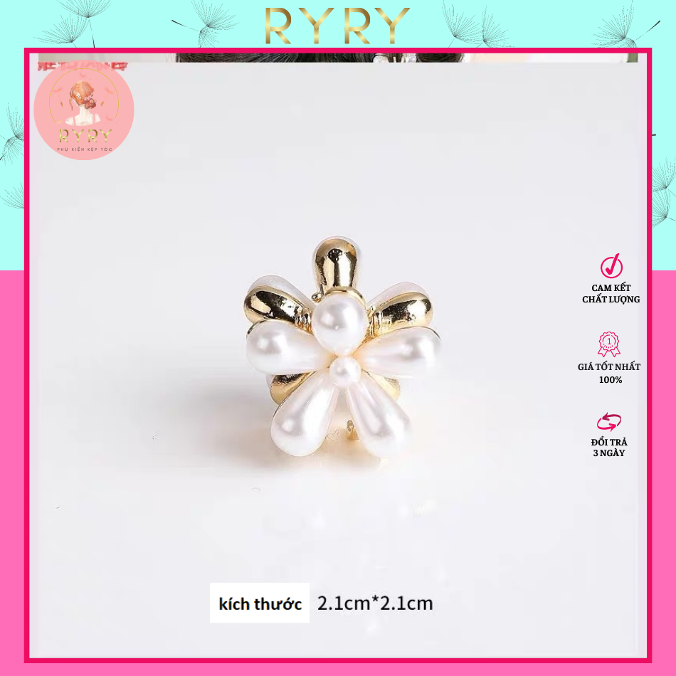 Kẹp tóc nữ mini hoa đá thạch phụ kiện tóc Hàn Quốc