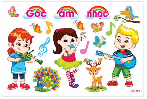 Decal mầm non - góc âm nhạc an-003