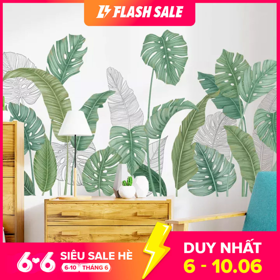Sticker Giấy Dán Tường Decal Dán tường Mẫu Hoa Lá Cực Xinh ZH001