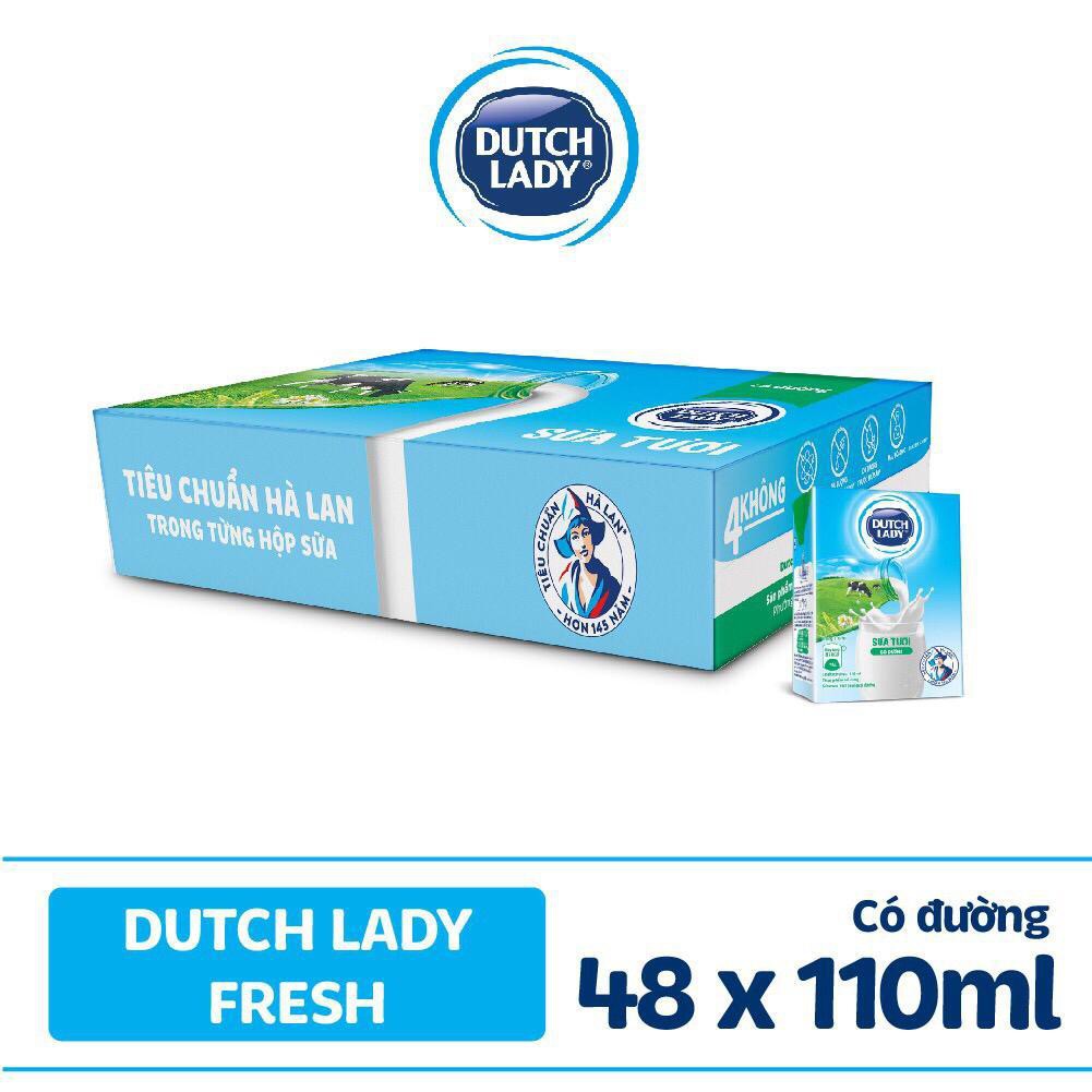 Thùng 48 hộp Sữa Tươi Tiệt Trùng DutchLady có đường 110ml - 48x110ml