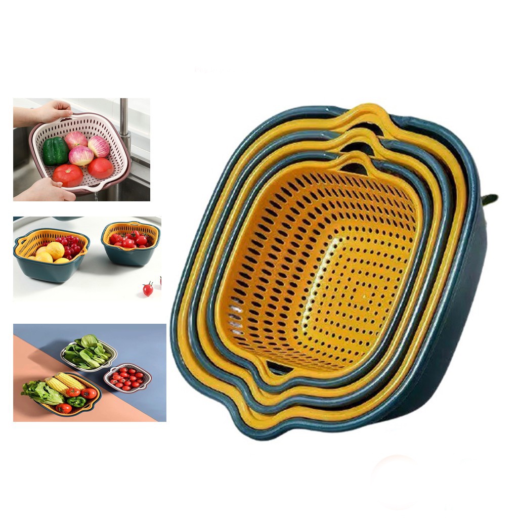 SÉT 3 BỘ CHẬU RỬA KÈM RỔ 6 MÓN