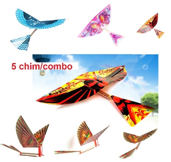 [HCM]Combo chim dây thun vỗ cánh tự bay Ornithopter Birds (tùy chọn 2 con 5 con 10 con) (KN063) - Luân Air Models