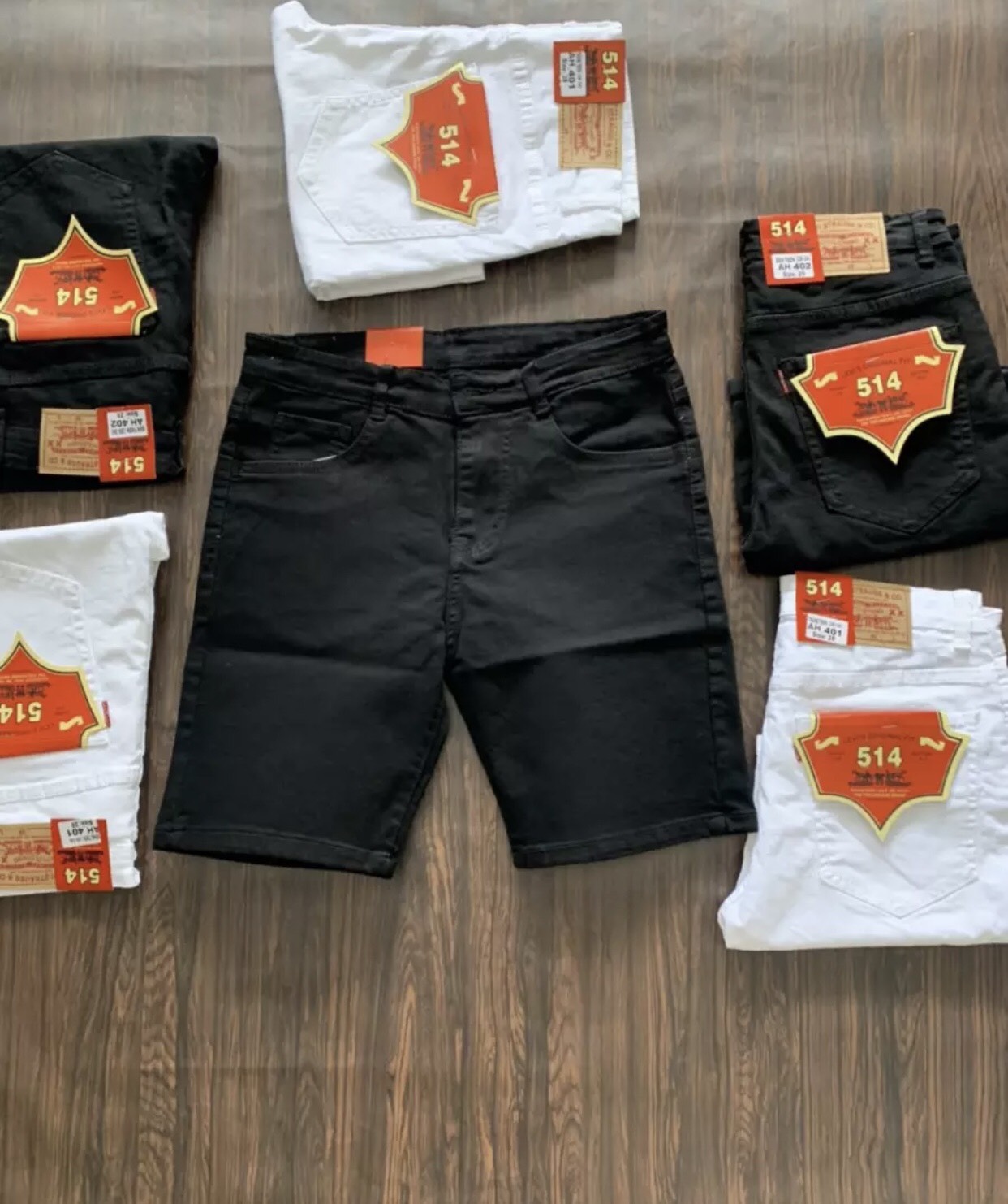 Quần short jean nam phối hai màu trắng đen trơn  chất bò vải dày co dãn mẫu mới nhất cao cấp