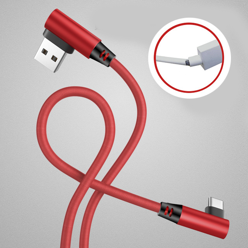 Cáp Sạc Đầu Cong Bọc Nhôm, Chân Sạc MICRO USB, Sạc nhanh, Bọc Dây dù Dài 2 Mét Màu đỏ - V8 MICRO USB