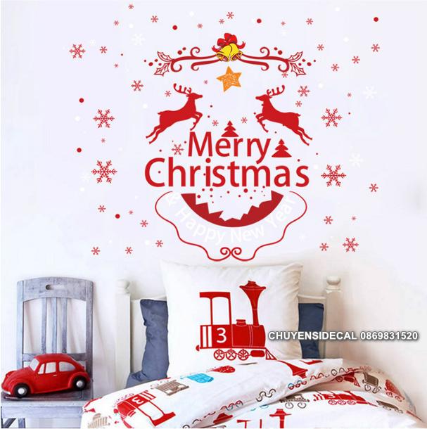 Decal dán tường Noel - Trang Trí giáng sinh họa tiết đỏ