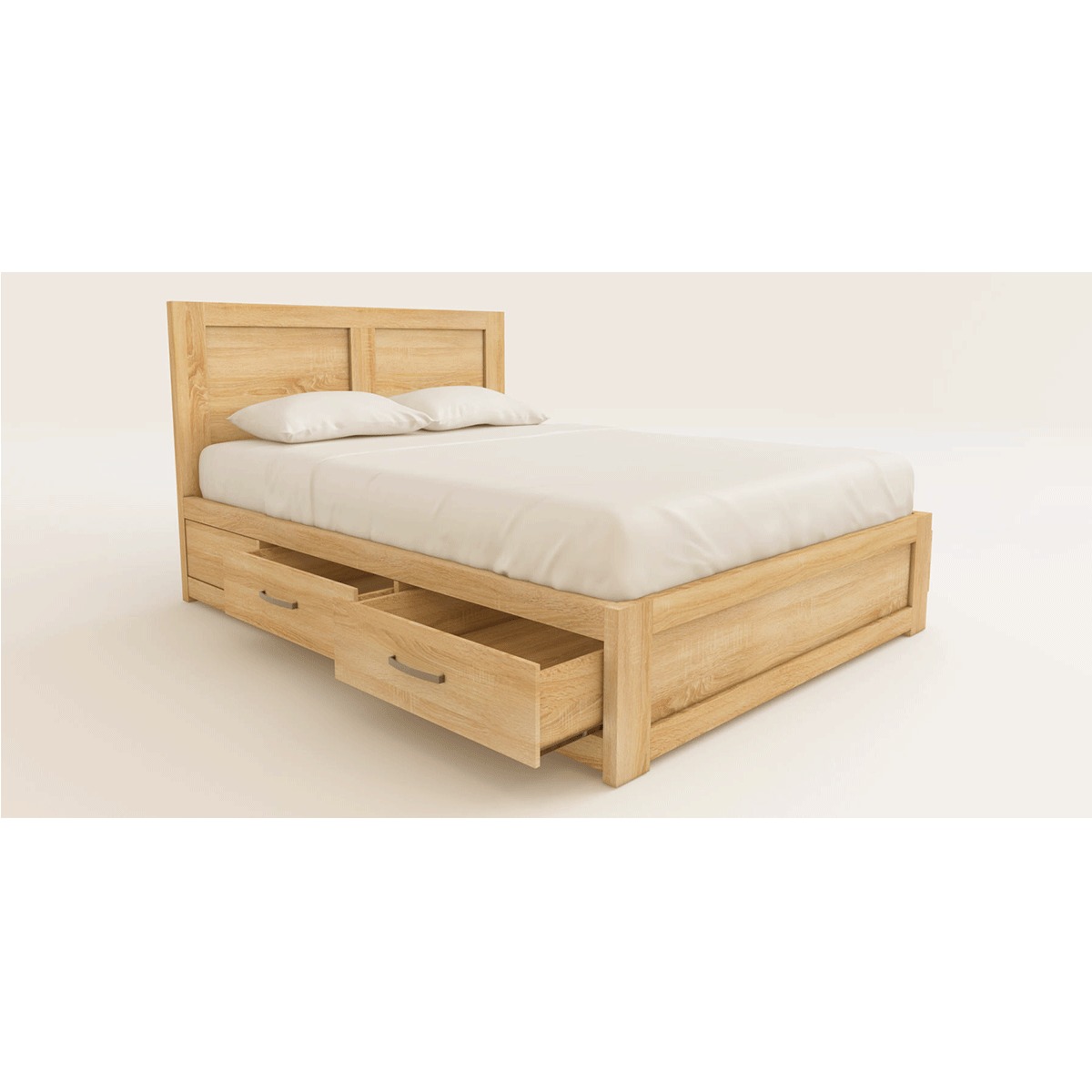 [Freeship][Trả góp 0%] Giường 2 ngăn kéo IBIE Cuba gỗ sồi màu tự nhiên, tùy chọn kích thước