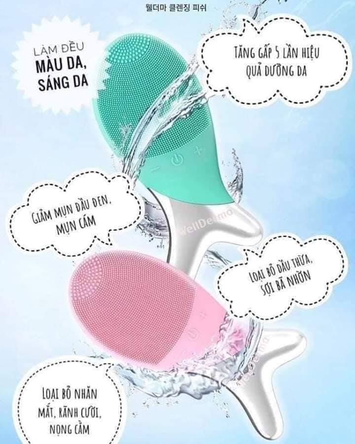 Máy rửa mặt con cá đa năng Well Derma Hàn Quốc