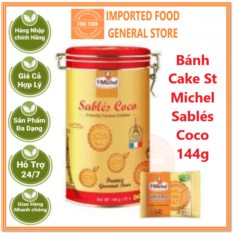 Bánh Cake St Michel Sablés Coco hộp thiếc 144g
