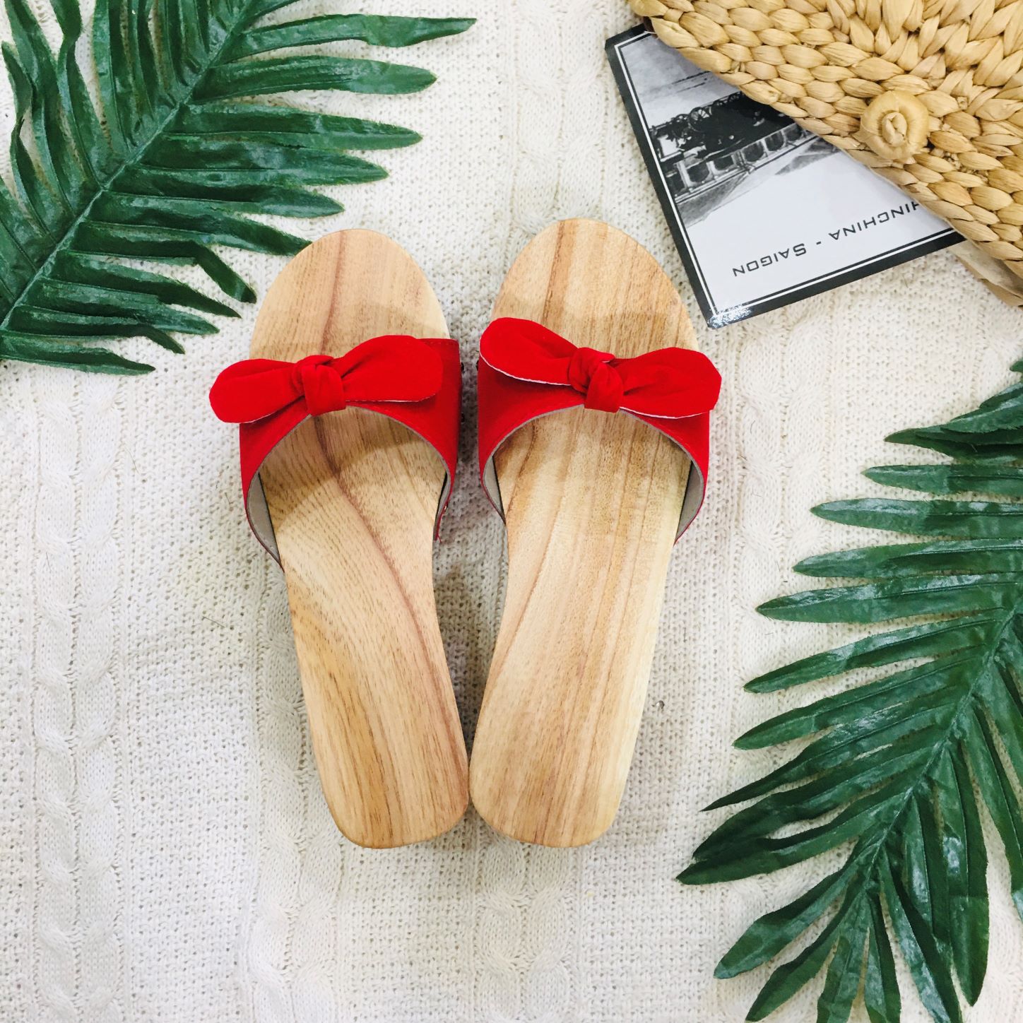GUỐC GỖ GUỐC MỘC QUAI NƠ ĐỎ CAO 5CM