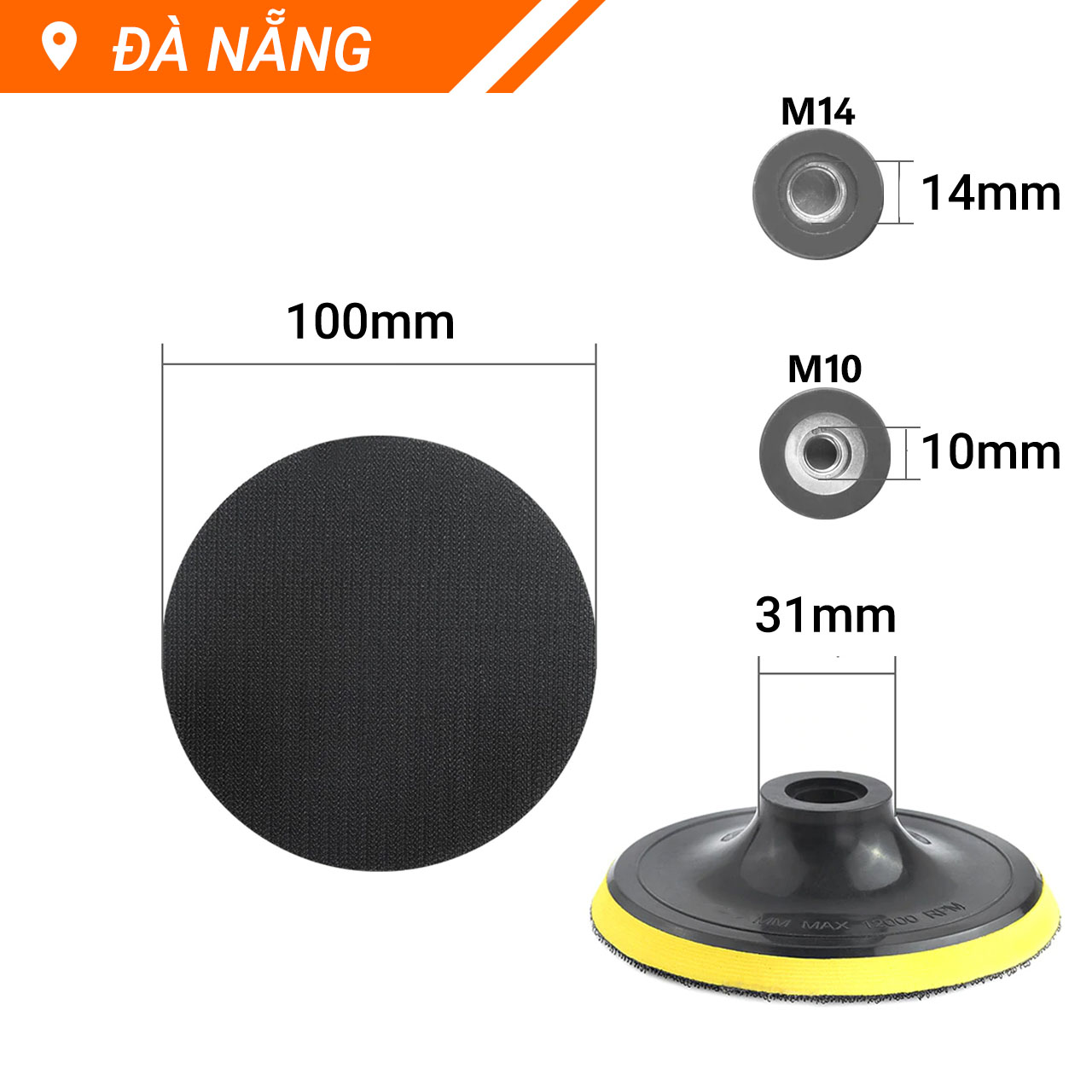 Đế chà nhám tròn size tùy chọn
