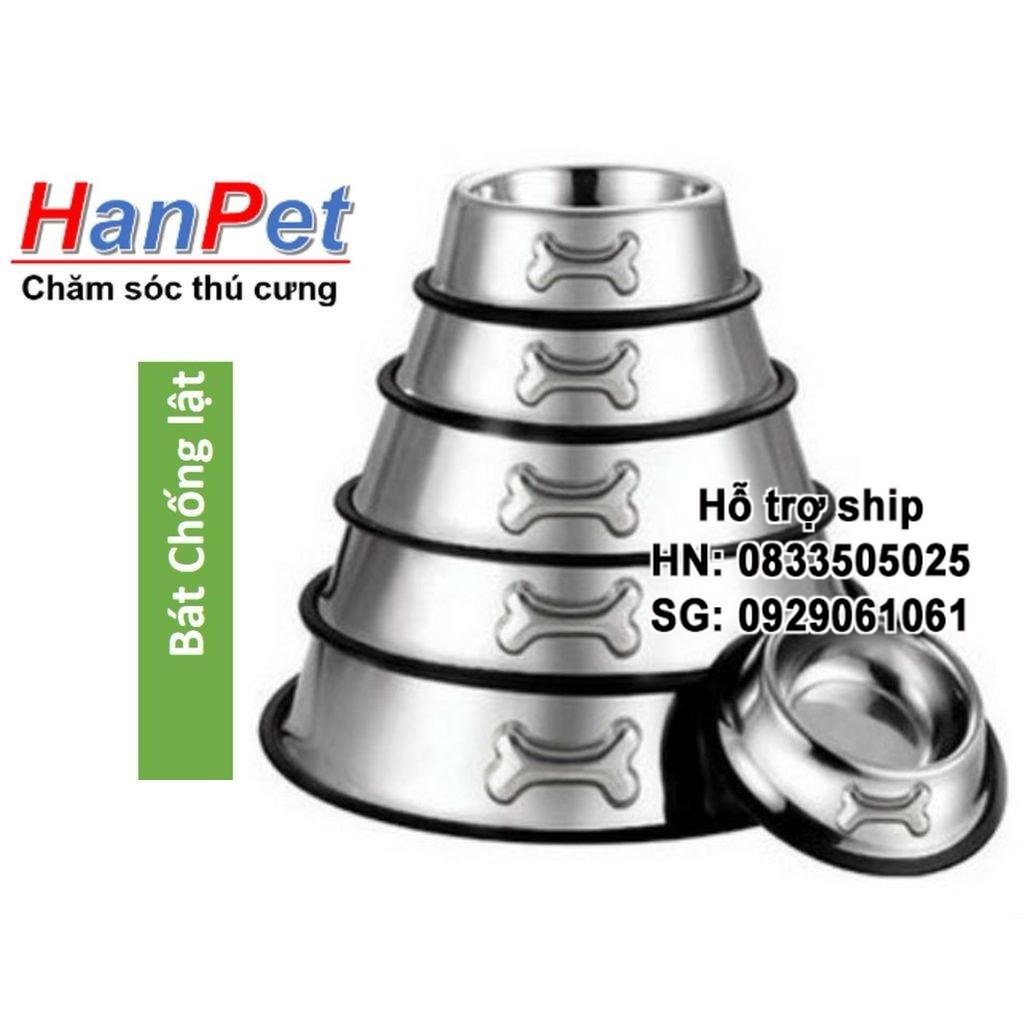 Hanpet - Bát / chén ăn chó bằng inox Không gỉ sét - Bát inox chống lật dành cho chó mèo bát ăn chó mèo thú cưng