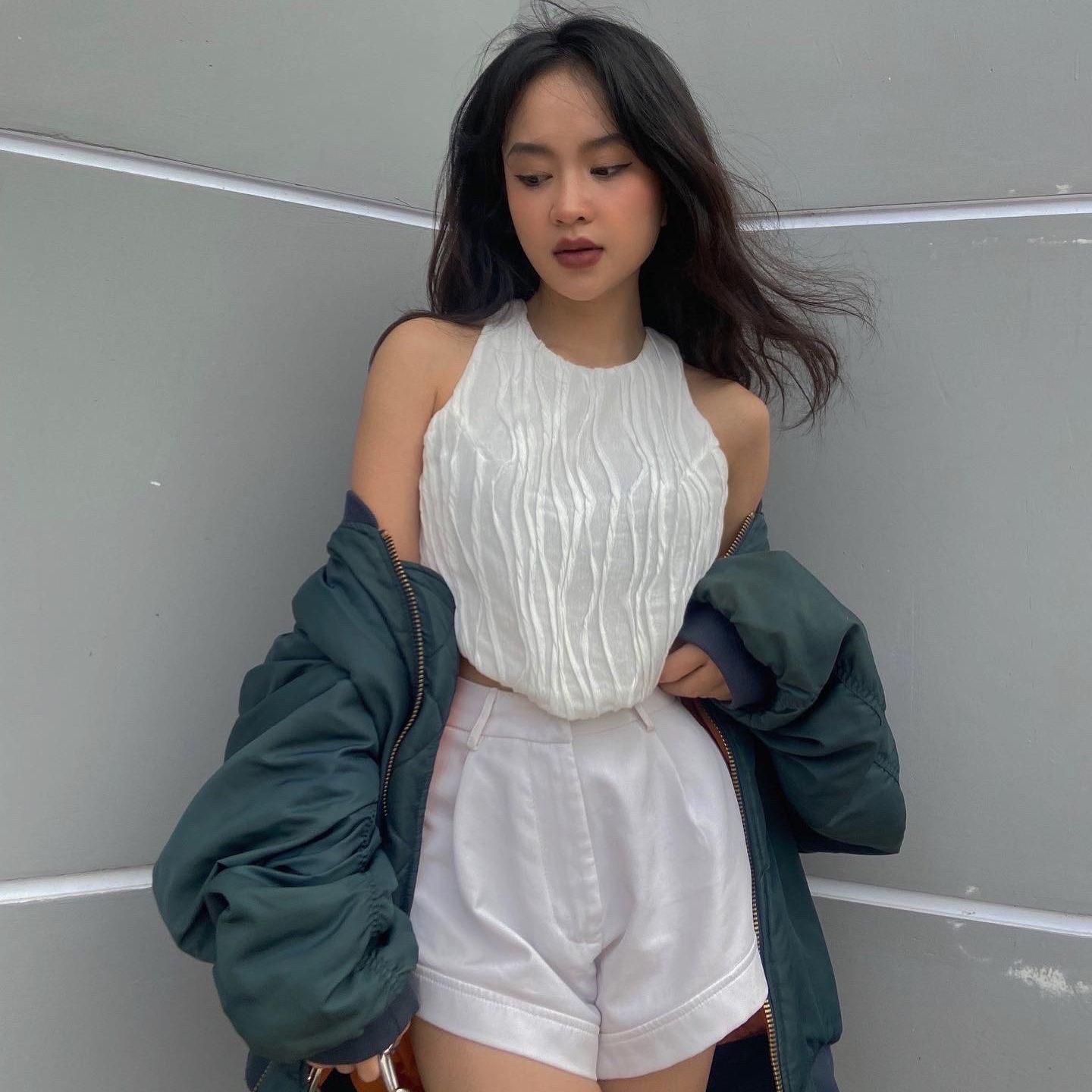 WHITELAZZ | Áo croptop ba lỗ màu trắng Kimi Top