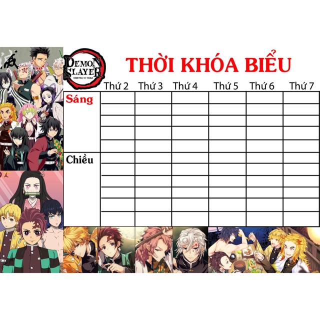 Thời khoá biểu kimetsu no yaiba