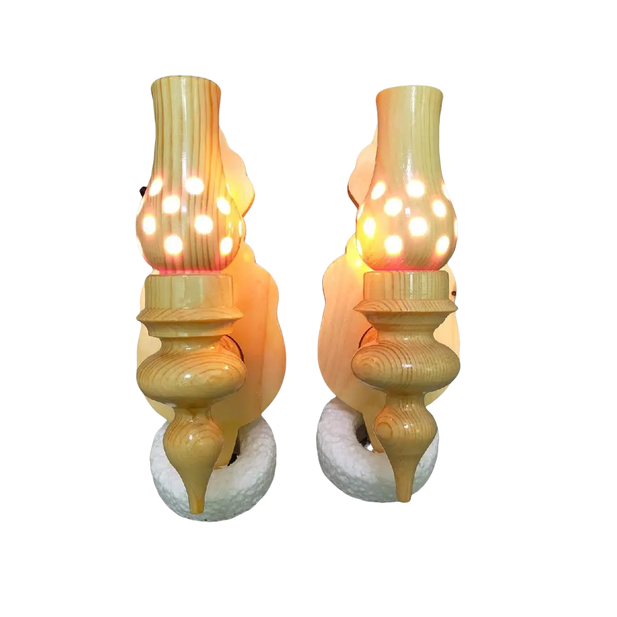 Đèn gỗ thông ốp tường 22cm kèm bóng đèn